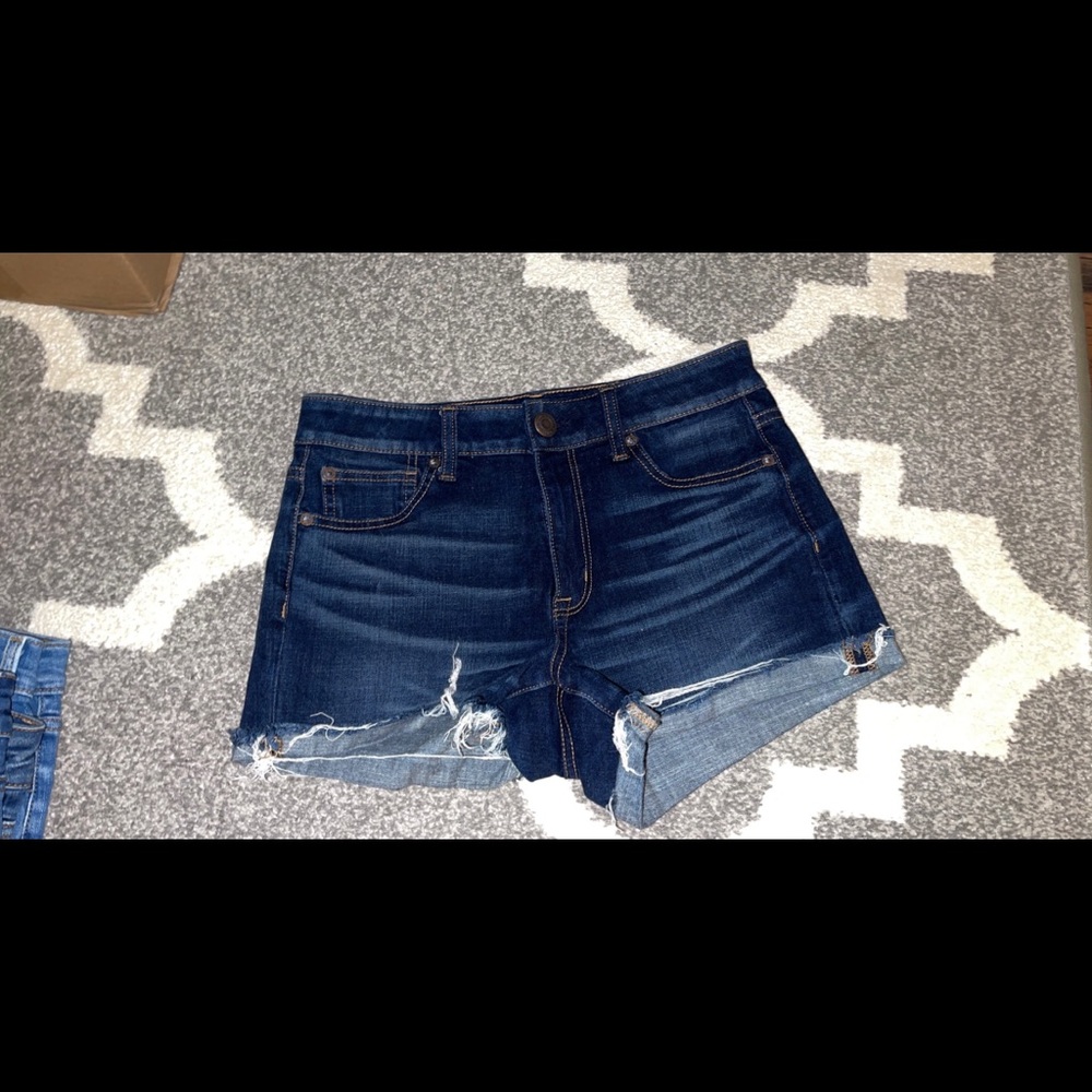 Womens mid rise AE jean shorts